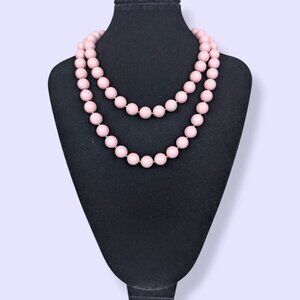 V. Pink Lucite Long Beaded Necklace